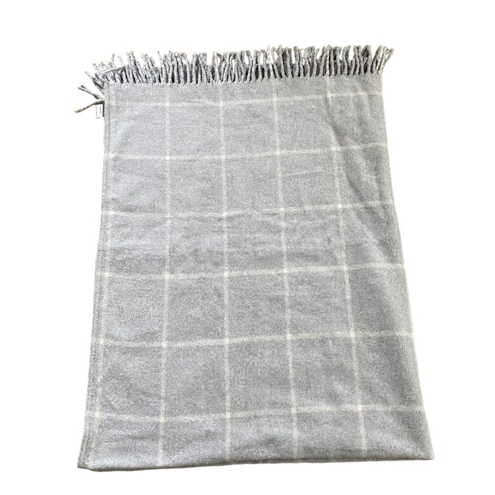 Roca Home Gray Geometric Cotton Blend  Blanket 50" X 67" Made In Portugal